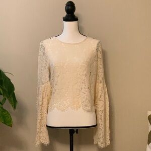 Elegant Cream Lace Women's Top by Altar’d State sz sm EUC B61